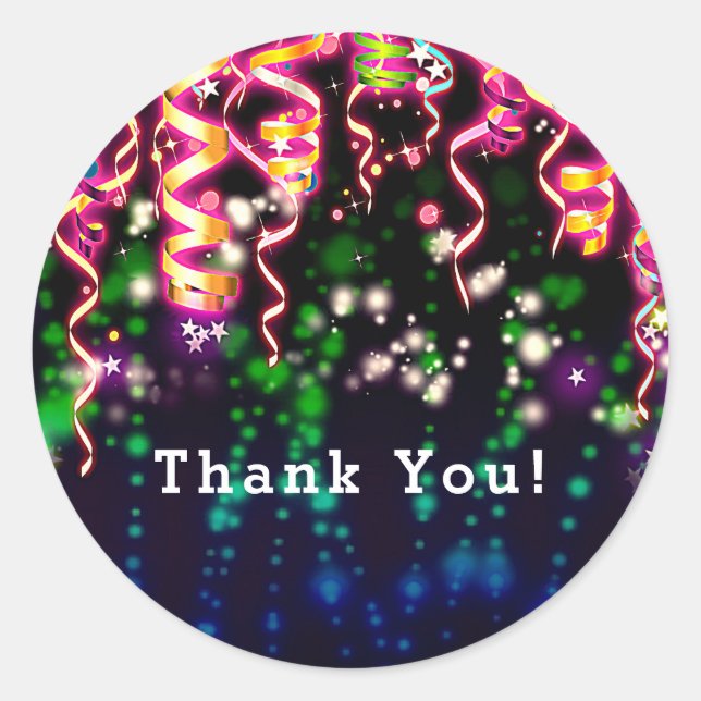 Let's Glow Crazy Neon Lights Birthday Party Classic Round Sticker (Front)