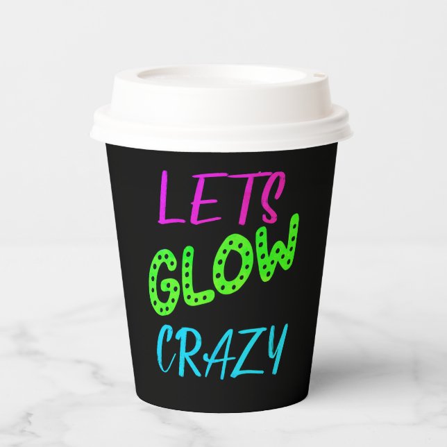 Let's Glow Crazy Neon Skating Birthday  Paper Cups (Front)
