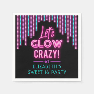 Lets Glow Crazy Sweet 16 Birthday Party Napkin