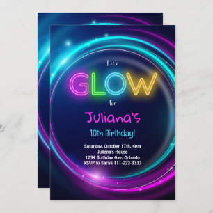 Let's Glow Party Birthday Invitation