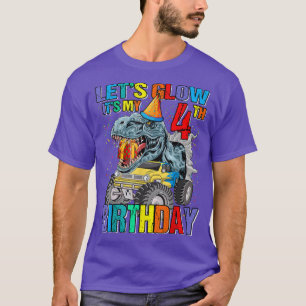 Let's Glow Party It's My 4th Birthday Monster Truc T-Shirt