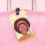 Let's Go | African America Beach Beauty Tropical Luggage Tag<br><div class="desc">Our stylish and trendy bag tag features our hand-painted retro style African American beach beauty tropical design. "Let's Go" is designed in a stylish script font and beautifully incorporated into the stylish aviator sunglasses. Personalise with your name to resemble the girl's necklace. The reverse side features a white and pale...</div>
