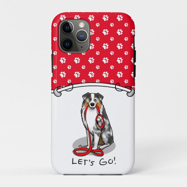 Let's Go! Australian Shepherd (blue merle tan/w 1) Case-Mate iPhone Case (Back)