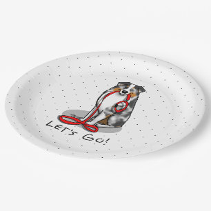 Let's Go! Australian Shepherd (blue merle tan/w 1) Paper Plate