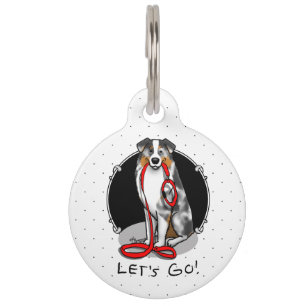 Let's Go! Australian Shepherd (blue merle tan/w 1) Pet Tag
