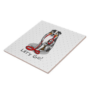 Let's Go! Australian Shepherd (blue merle tan/w 1) Tile