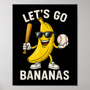 Lets Go Banana Retro Boys Kids Men Youth Poster