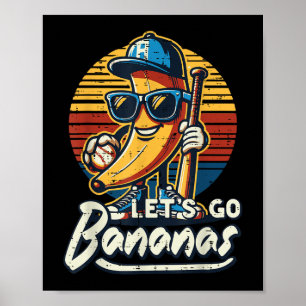 Lets Go Banana Retro Fruit Men Boys Kids T-shirt.p Poster