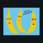 LET'S GO BANANAS Funny Cute Whimsical Party Custom Postcard<br><div class="desc">Check out this sweet and colourful art, hand made by me for you! Perfect for a birthday party invitation, a new years celebration or any time when you want to encourage wild festivities! Feel free to add your own text or change the colours. Visit my shop for more or let...</div>