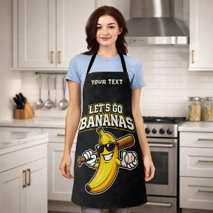 Lets Go Bananas Retro Baseball Banana Funny Apron