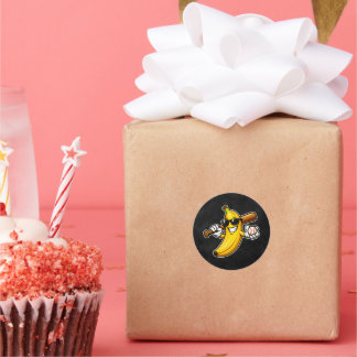 Lets Go Bananas Retro Baseball Banana Funny Classic Round Sticker