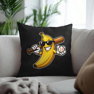 Lets Go Bananas Retro Baseball Banana Funny Cushion