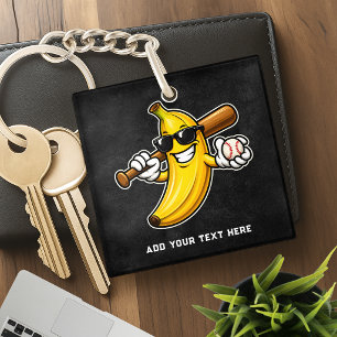Lets Go Bananas Retro Baseball Banana Funny Key Ring