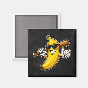 Lets Go Bananas Retro Baseball Banana Funny Magnet