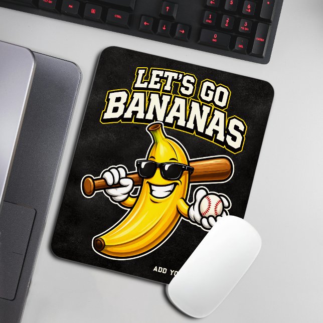 Lets Go Bananas Retro Baseball Banana Funny Mouse Mat (Creator Uploaded)