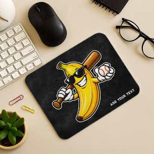 Lets Go Bananas Retro Baseball Banana Funny Mouse Mat