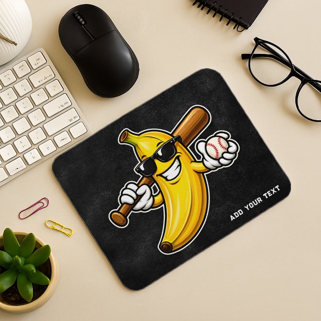 Lets Go Bananas Retro Baseball Banana Funny Mouse Mat (Creator Uploaded)