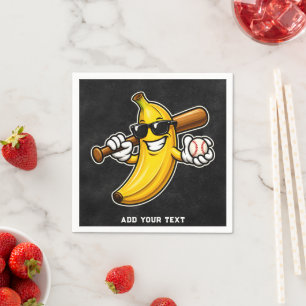 Lets Go Bananas Retro Baseball Banana Funny Napkin