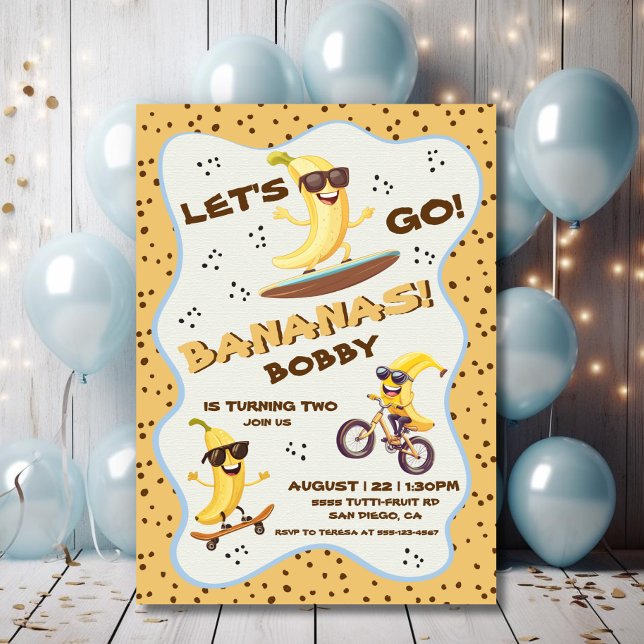Let's Go Bananas Sporty Funny Birthday Party Invitation (Creator Uploaded)