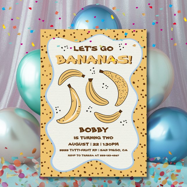 Let's Go Bananas Whimsical Fun Birthday Party Invitation (Creator Uploaded)