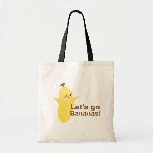 Let's go Bananas with this cute and happy banana Tote Bag (Front)