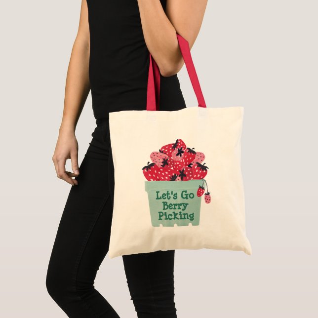 Let's Go Berry Picking Strawberry Tote Bag (Front (Product))