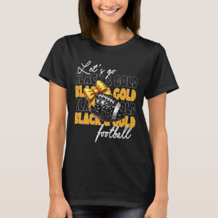 Let's Go Black And Gold Football Bow  T-Shirt