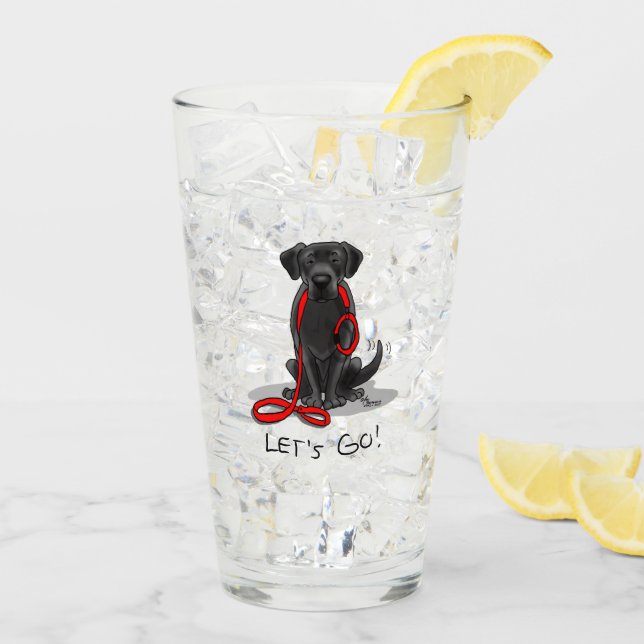Let's Go! Black Lab Labrador Retriever Cute Glass (Back Ice)