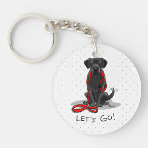 Let's Go! Black Labrador Retriever - Cute Dog Key Ring