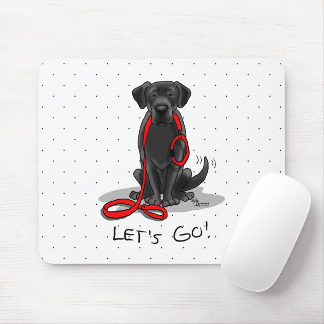 Let's Go! Black Labrador Retriever - Cute Dog Mouse Mat (With Mouse)