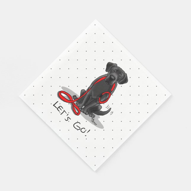 Let's Go! Black Labrador Retriever - Cute Dog Napkin (Corner)