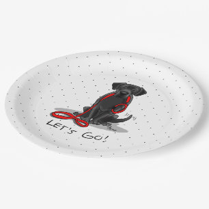 Let's Go! Black Labrador Retriever - Cute Dog Paper Plate