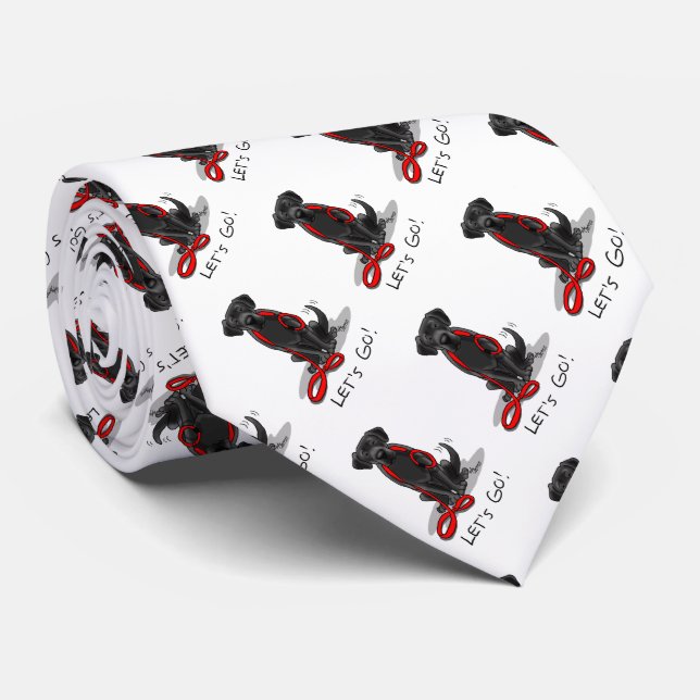 Let's Go! Black Labrador Retriever - Cute Dog Tie (Rolled)