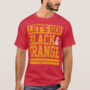 Lets Go Black Orange Team Colours Vintage Game Day T-Shirt
