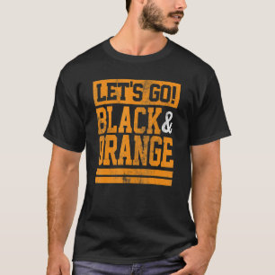 Let's Go Black & Orange Team Colours Vintage Game T-Shirt