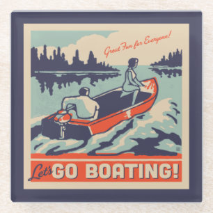 Let's Go Boating Glass Coaster