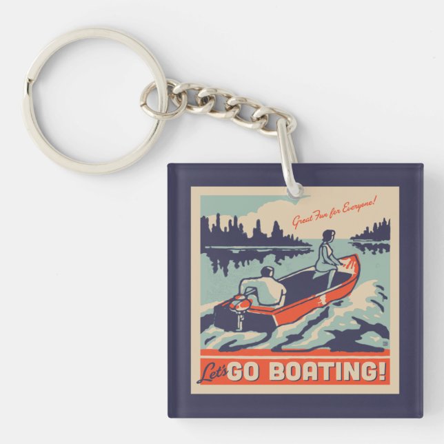 Let's Go Boating Key Ring (Front)
