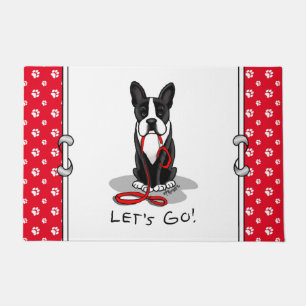 Let's Go! Boston Terrier (black) Funny dog Doormat