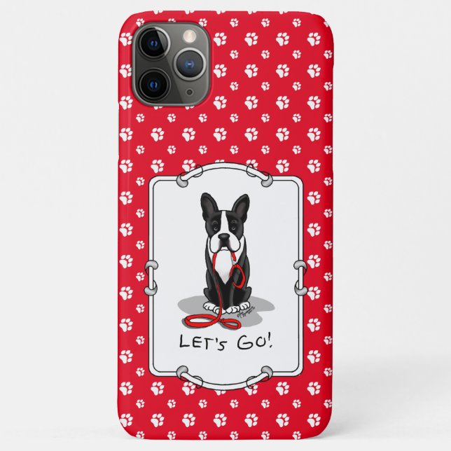 Let's Go! Boston Terrier Dog (black) Funny Case-Mate iPhone Case (Back)