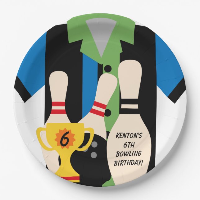 Let's Go Bowling Birthday Paper Plates (Front)