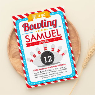 Let's go Bowling Birthday Party Invitation