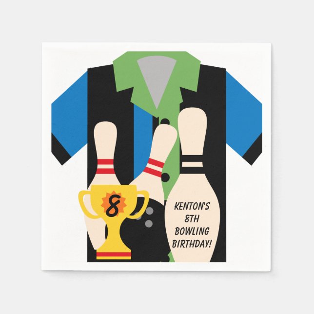 Let's Go Bowling Custom Birthday Paper Napkins (Front)