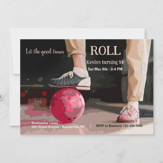 Let's Go Bowling Invitation (Front)