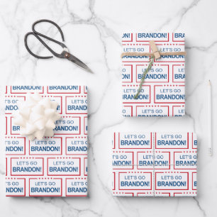 Let's Go Brandon 2021 Funny Patriotic Christmas Wrapping Paper Sheet