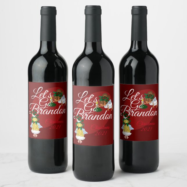 Let's Go Brandon Angel Christmas Wine Labels (Bottles)