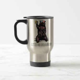 lets go brandon bear drinking beer usa flag   travel mug