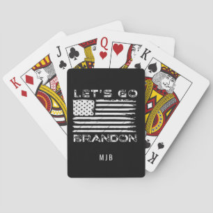 Let's Go Brandon Biden Flag Initial Name Black Playing Cards