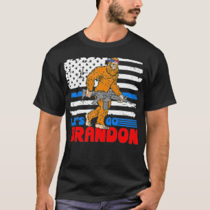 Let's Go Brandon Bigfoot Gun Police Blue Line Funn T-Shirt