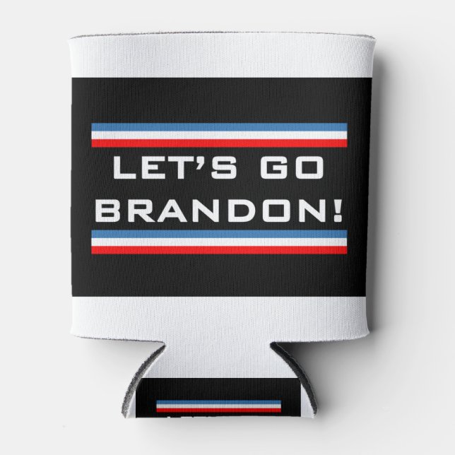 Lets Go Brandon Black Can Cooler (Front)