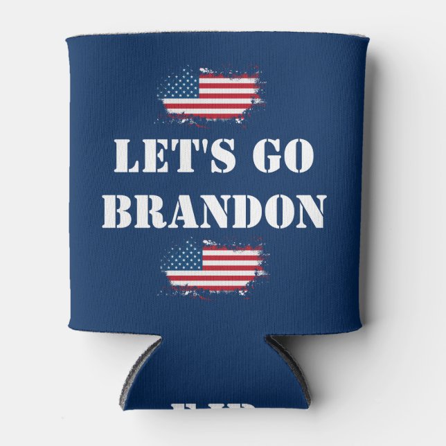 LET'S GO BRANDON Can Cooler-Blue Cooler (Front)